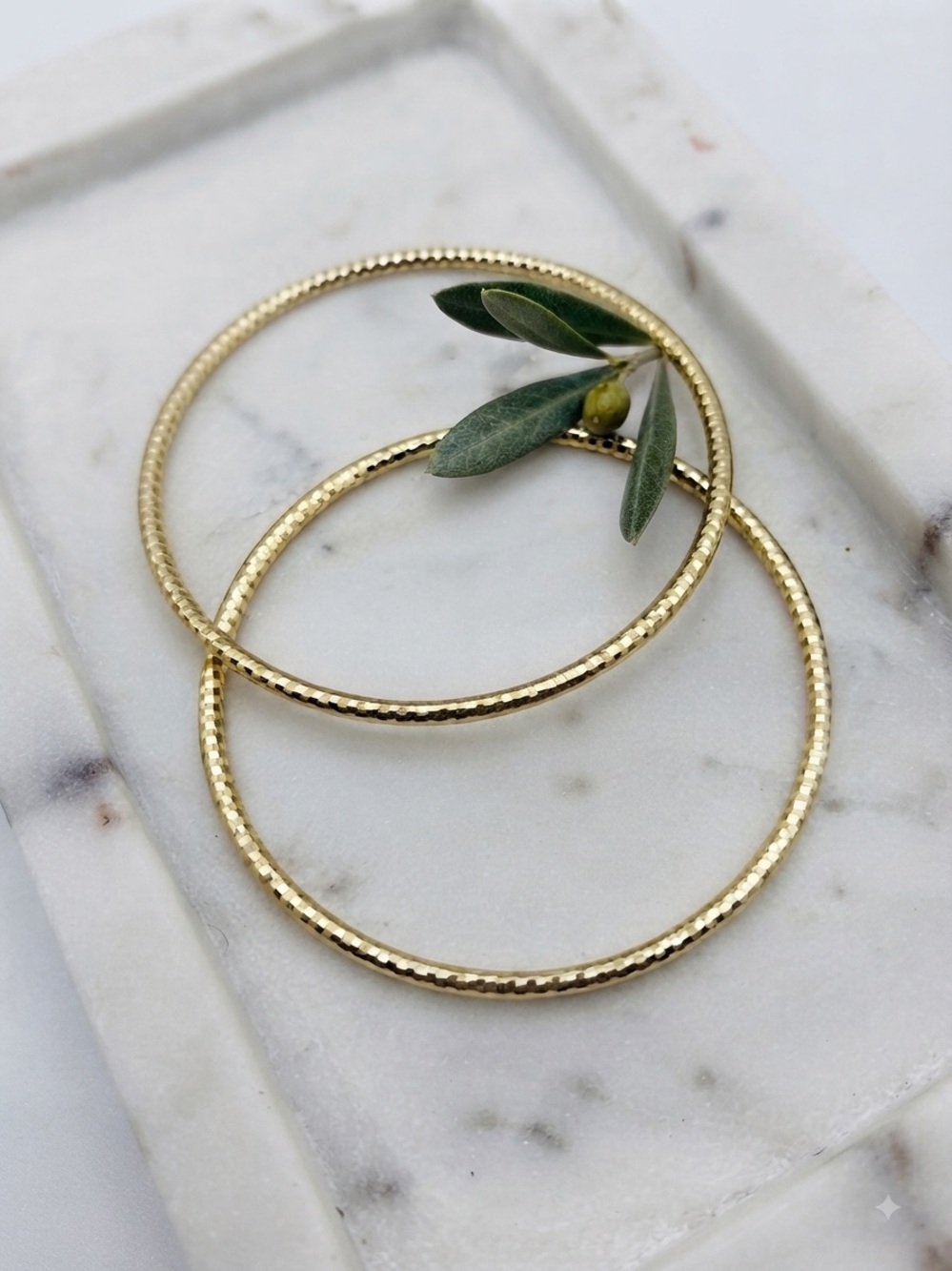 Classic Gold Textured Bangle Bracelet Set - Women Jewelry